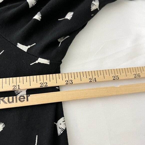 J Jill Wearever Collection Black White Dandelion Print Pleated Blouse XL Women - Picture 7 of 8